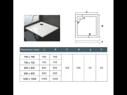 Base de duche Quadrado Branco 76x76x3cm-AICA