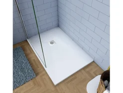 Base de duche Retangular 90x140x3cm Branco textura de ardósia+Dreno com tampa plástica em forma de grade-AICA