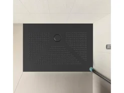 Base de duche retangular "Denver" em cerâmica fina e antiderrapante, preta mate, 80x120 cm