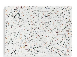 Base de duche ultra plana cortável em resina SMC - terrazzo branco - 140 x 90 cm - MIRNOSA