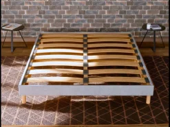 Base de ripas 90x 200 cm - Madeira de Abeto Estrutura Sólida e Durável de Alta Qualidade - Cinza Claro - Confortável Douce Lune®