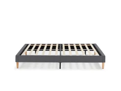 Base estofada + Cabeceira Aura 140x190 cm Cinza Escuro