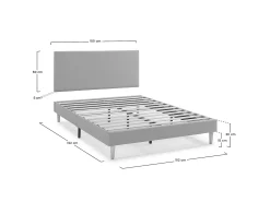 Base estofada + Cabeceira Aura 150x190 cm Cinza Escuro