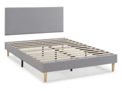 Base estofada + Cabeceira Aura 160x200 cm Cinza Claro