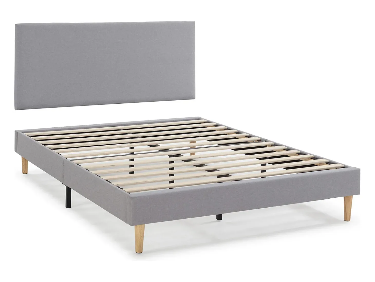 Base estofada + Cabeceira Aura 160x200 cm Cinza Claro