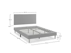 Base estofada + Cabeceira Aura 140x190 cm Cinza Claro