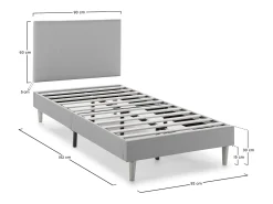Base estofada + Cabeceira Aura 90x190 cm Bege