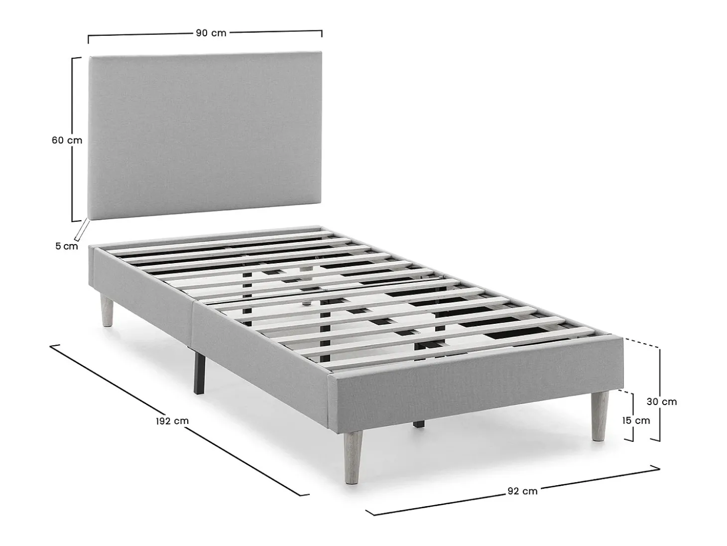 Base estofada + Cabeceira Aura 90x190 cm Bege