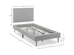 Base estofada + Cabeceira Aura 90x190 cm Cinza Escuro