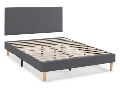 Base estofada + Cabeceira Aura 160x200 cm Cinza Escuro