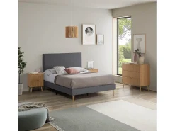 Base estofada Aura 150x190 cm Cinza Escuro
