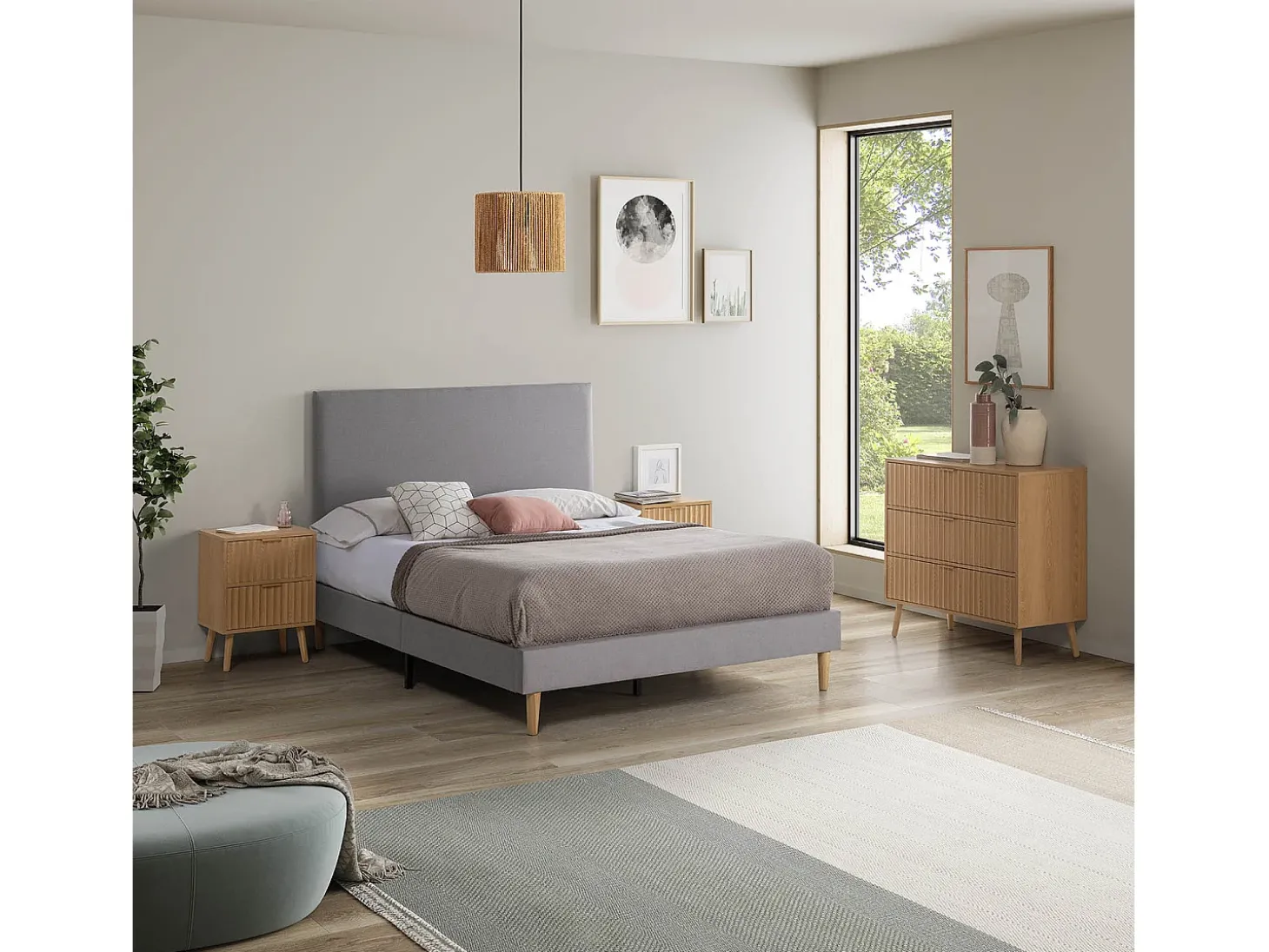 Base estofada Aura 90x190 cm Cinza Claro