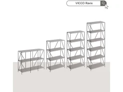 Bücherregal cinza-bege/preto 60x30x166.5 ravix