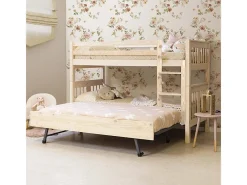 Beliche + cama extraível em madeira branca lavada 90x190cm