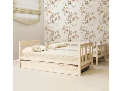 Beliche + cama extraível em madeira branca lavada 90x190cm