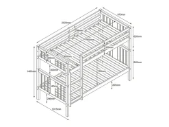 Beliche + cama extraível em madeira branca lavada 90x190cm