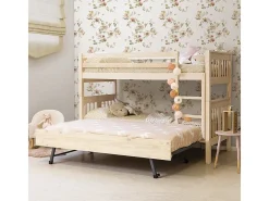 Beliche + cama extraível em madeira branca lavada 90x190cm