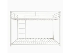 Beliche 2 camas 140x200cm, cama clássica de ferro com escada de escalada, anti-queda, cama de plataforma, branca