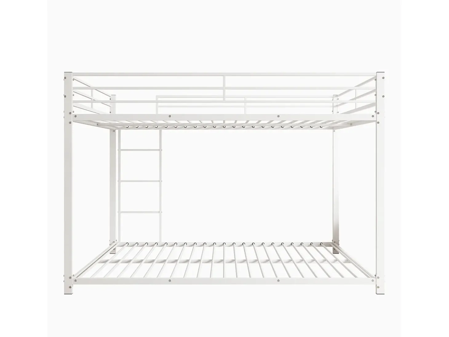 Beliche 2 camas 140x200cm, cama clássica de ferro com escada de escalada, anti-queda, cama de plataforma, branca