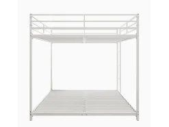 Beliche 2 camas 140x200cm, cama clássica de ferro com escada de escalada, anti-queda, cama de plataforma, branca