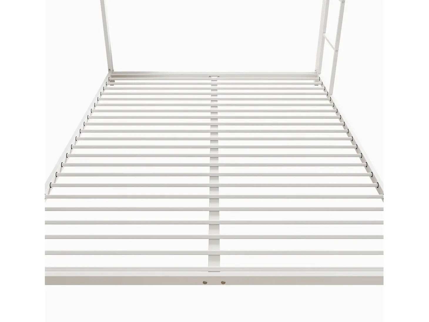 Beliche 2 camas 140x200cm, cama clássica de ferro com escada de escalada, anti-queda, cama de plataforma, branca