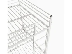 Beliche 2 camas 140x200cm, cama clássica de ferro com escada de escalada, anti-queda, cama de plataforma, branca