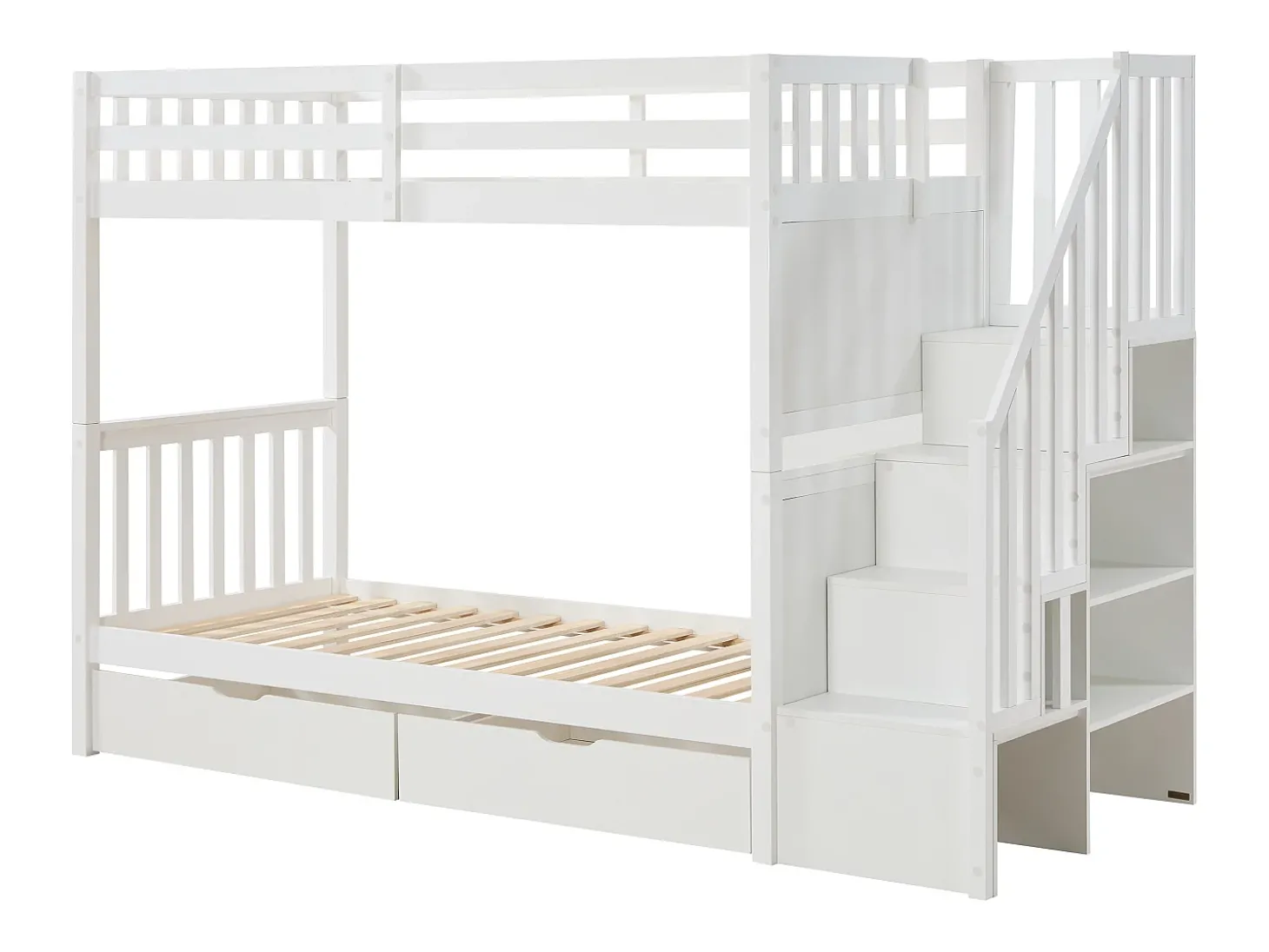 Beliche 90 x 190 cm com gavetas pinheiro e MDF branco + colchão - ZILENI