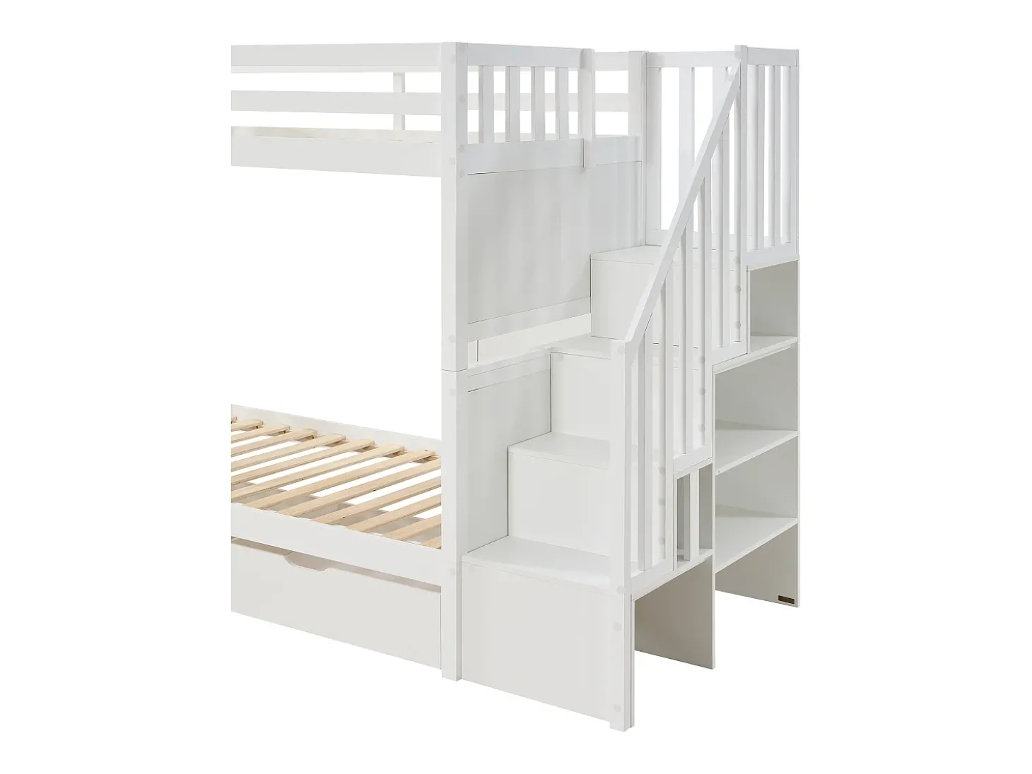 Beliche 90 x 190 cm com gavetas pinheiro e MDF branco + colchão - ZILENI