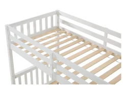 Beliche 90 x 190 cm com gavetas pinheiro e MDF branco + colchão - ZILENI