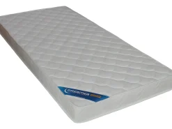 Beliche 2 x 90 x 200 cm 2 gavetas azul, branco e natural + colchão TINOLI