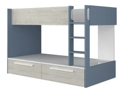 Beliche 2 x 90 x 200 cm 2 gavetas cor azul, branco e natural TINOLI