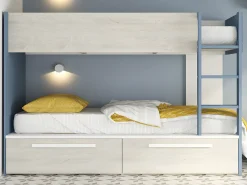 Beliche 2 x 90 x 200 cm 2 gavetas cor azul, branco e natural TINOLI