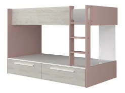 Beliche 2 x 90 x 200 cm 2 gavetas cor-de-rosa, branco e natural TINOLI