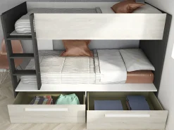 Beliche 2 x 90 x 200 cm 2 gavetas antracite, branco e natural TINOLI