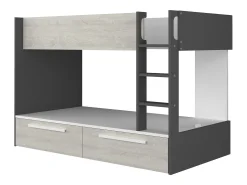Beliche 2 x 90 x 200 cm 2 gavetas antracite, branco e natural TINOLI