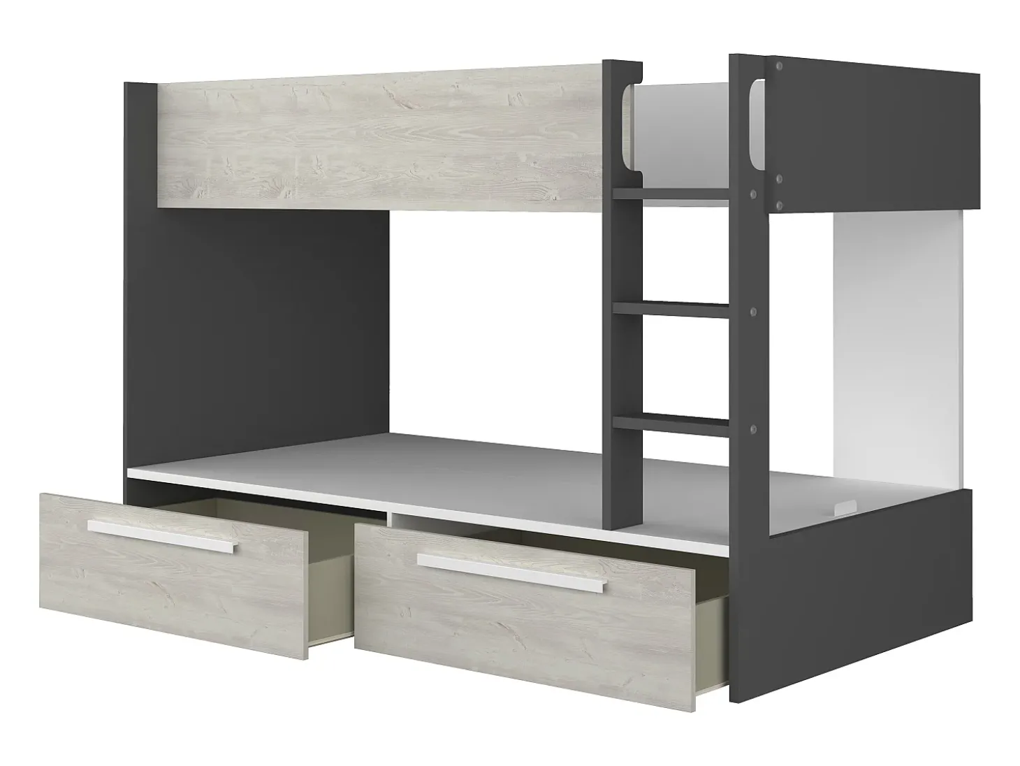 Beliche 2 x 90 x 200 cm 2 gavetas antracite, branco e natural TINOLI