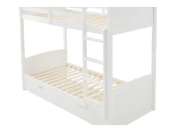 Beliche 2 x 90 x 200 cm com 2 gavetas em pinho e MDF branco + colchão - LIMODARA