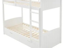 Beliche 2 x 90 x 200 cm com 2 gavetas em Pinho e MDF cor branco - LIMODARA