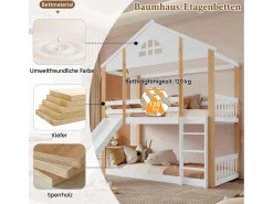Beliche 2 x 90 x 200 cm com escorregador e escada - madeira maciça e MDF - branco