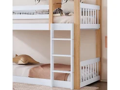Beliche 2 x 90 x 200 cm com escorregador e escada - madeira maciça e MDF - branco