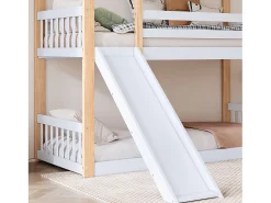 Beliche 2 x 90 x 200 cm com escorregador e escada - madeira maciça e MDF - branco