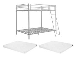 Beliche 2 x 140 x 190 cm em prateado + colchões - GEMINI III