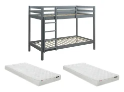 Beliche 2 x 90 x 190 cm pinho maciço com colchões ANICET II
