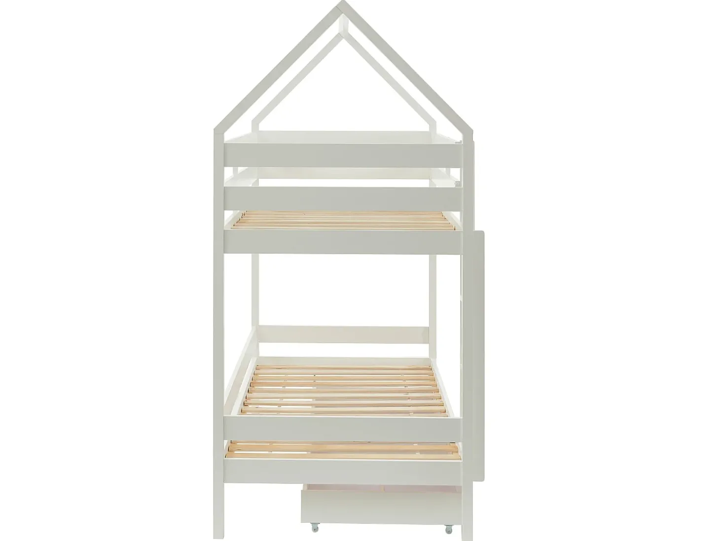 Beliche cabana 2 gavetas 2 x 90 x 190 cm pinho maciço branco com colchão - CHORI