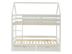 Beliche cabana 2 gavetas 2 x 90 x 190 cm pinho maciço branco com colchão - CHORI