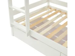 Beliche cabana 2 gavetas 2 x 90 x 190 cm pinho maciço branco com colchão - CHORI