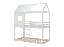Beliche cabana 2 x 90 x 190 cm em Pinho e MDF branco + colchão - LIDOVARA