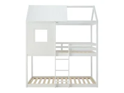 Beliche cabana 2 x 90 x 190 cm em Pinho e MDF branco + colchão - LIDOVARA