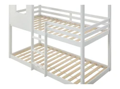 Beliche cabana 2 x 90 x 190 cm em Pinho e MDF branco + colchão - LIDOVARA