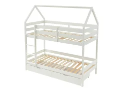 Beliche cabana com espaços de arrumação 2 x 90 x 190 cm em madeira de pinho branco - CHORI